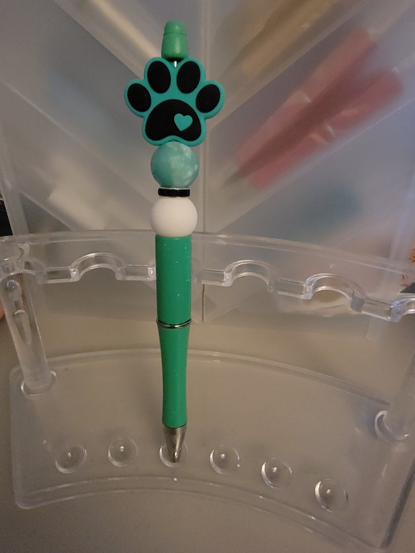 Teal After My Own Heart Paw Print Pen