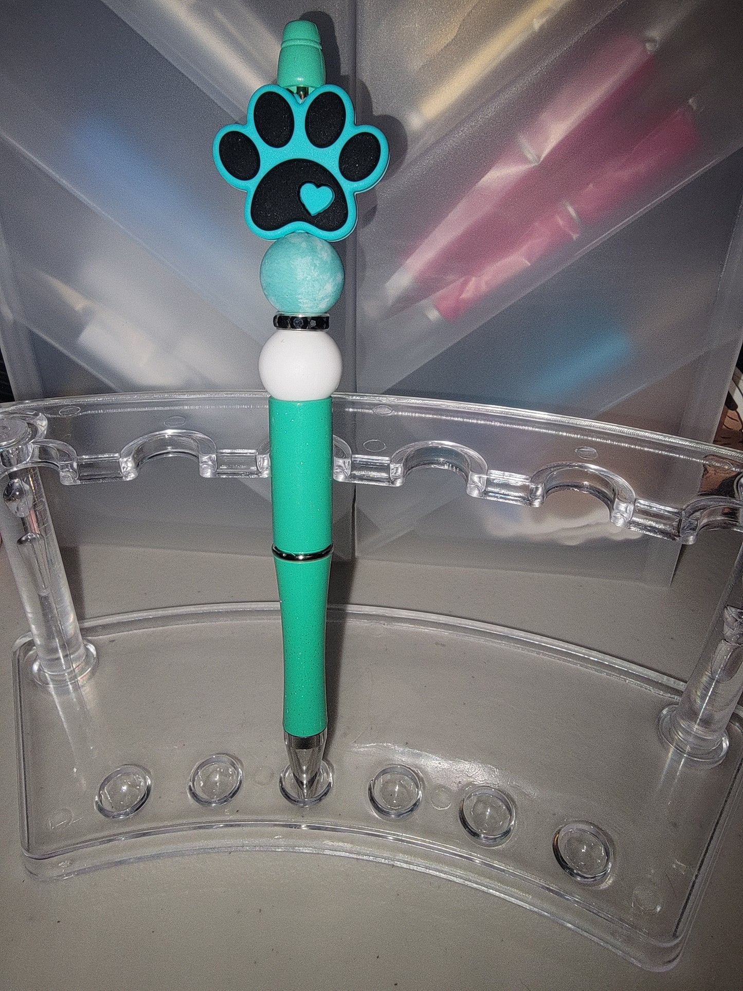 Teal After My Own Heart Paw Print Pen